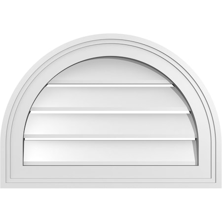 Ekena Millwork Round Top Surface Mount PVC Gable Vent: Functional, w/ 2"W x 1-1/2"P Brickmould Frame, 20"W x 14"H GVPRT20X1402SF